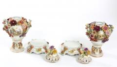 Impressive Pair German Porcelain Covered Urn Centerpieces - 1334600