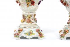 Impressive Pair German Porcelain Covered Urn Centerpieces - 1334603