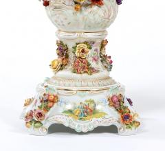 Impressive Pair German Porcelain Covered Urn Centerpieces - 1334605