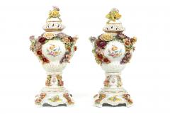 Impressive Pair German Porcelain Covered Urn Centerpieces - 1334610