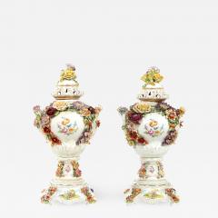 Impressive Pair German Porcelain Covered Urn Centerpieces - 1336894