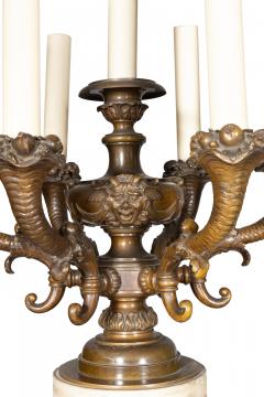 Impressive Pair Of E F Caldwell Marble And Bronze Floor Torchere - 4260983