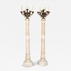 Impressive Pair Of E F Caldwell Marble And Bronze Floor Torchere - 4262869