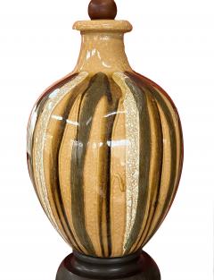 Impressively Large 1960s Ovoid form Drip Glaze Ceramic Lamps - 3470064
