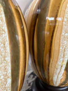 Impressively Large 1960s Ovoid form Drip Glaze Ceramic Lamps - 3470069