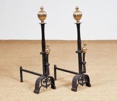 Impressively Scaled Iron and Brass Andirons - 3958786