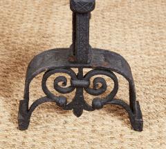 Impressively Scaled Iron and Brass Andirons - 3958787