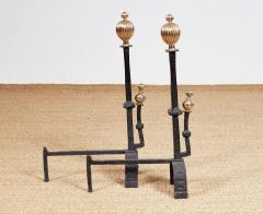 Impressively Scaled Iron and Brass Andirons - 3958791