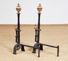 Impressively Scaled Iron and Brass Andirons - 3958792