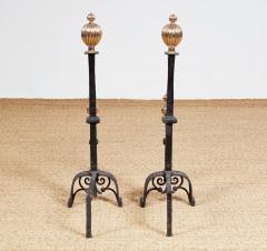 Impressively Scaled Iron and Brass Andirons - 3958793