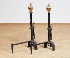 Impressively Scaled Iron and Brass Andirons - 3958794