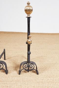 Impressively Scaled Iron and Brass Andirons - 3958795