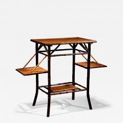 In The Aesthetic Movement Style Ebonised Bamboo And Woven reed Coffee Tea Table - 3333556