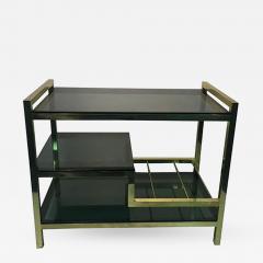 Incredible Italian modernistic Brass Bar Cart with Smoke Glass Shelves - 423814