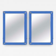 Incredible Pair of Art Deco Mirrors with Blue Mirrored Frames - 423774