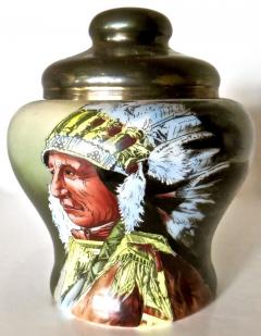 Indian Chief Motif Porcelain Humidor American circa 1900 - 2715358