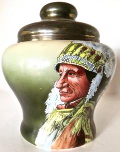 Indian Chief Motif Porcelain Humidor American circa 1900 - 2715478