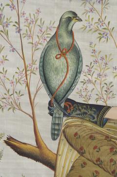 Indian Painting of Lady with Falcon on Silk  - 4118277