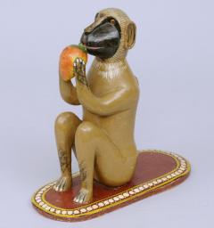 Indian Polychromed Carved Monkey Circa 1870 - 1617203