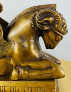 Indian Rhyton Shaped Brass Sculpture or Statue With Winged Ram - 2873143