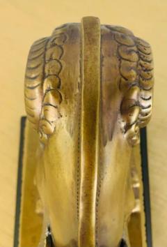 Indian Rhyton Shaped Brass Sculpture or Statue With Winged Ram - 2873320