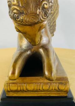 Indian Rhyton Shaped Brass Sculpture or Statue With Winged Ram - 2873392