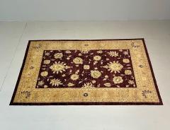 Indian Wool Carpet Burgundy and Beige 21st Century - 3793068