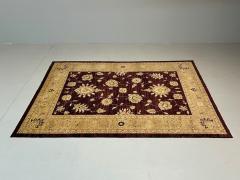 Indian Wool Carpet Burgundy and Beige 21st Century - 3793069