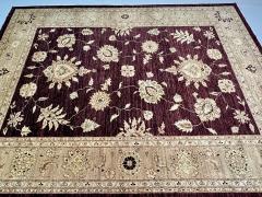 Indian Wool Carpet Burgundy and Beige 21st Century - 3793072