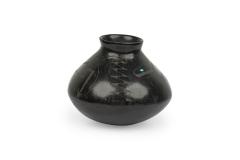 Indigenous American Black and Gray Vase with Figurative Design - 4673752
