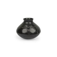 Indigenous American Black and Gray Vase with Figurative Design - 4721092