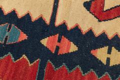 Indigenous American Woven Patterned Red Blue and Beige Rectangular Fringed Rug - 4671397