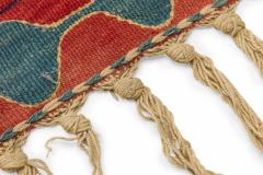 Indigenous American Woven Patterned Red Blue and Beige Rectangular Fringed Rug - 4671400
