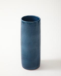 Indigo Glazed Ceramic Rouleau Vase France c 1960 s Signed Poterie Figere - 4509831