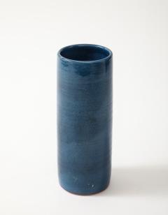 Indigo Glazed Ceramic Rouleau Vase France c 1960 s Signed Poterie Figere - 4509832