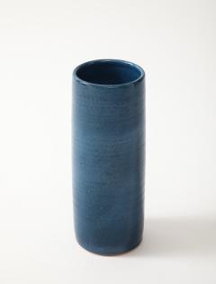 Indigo Glazed Ceramic Rouleau Vase France c 1960 s Signed Poterie Figere - 4509834