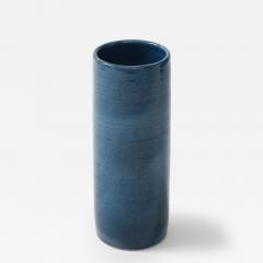 Indigo Glazed Ceramic Rouleau Vase France c 1960 s Signed Poterie Figere - 4510013