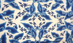 Indonesian Blue White Megamendung or Clouds Pattern Batik Panel circa 1930 - 3395800