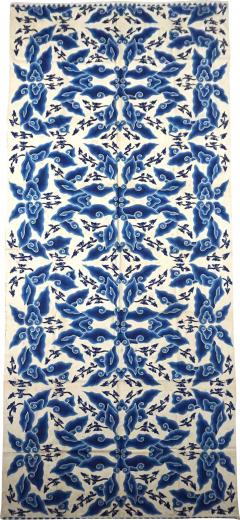 Indonesian Blue White Megamendung or Clouds Pattern Batik Panel circa 1930 - 3401442