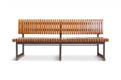 Industrial Bench With Slatted Seat And Backrest 1950s - 853084