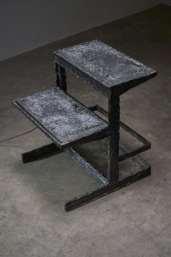 Industrial Cast Iron and Glass Floor Lamp and Ladder 1940s - 4500558