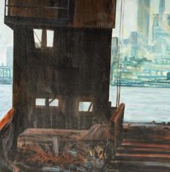 Industrial Chic Oil Painting of the Brooklyn New York Ship Yards - 3935842