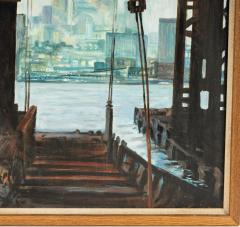 Industrial Chic Oil Painting of the Brooklyn New York Ship Yards - 3935843