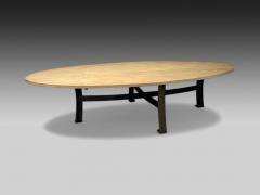 Industrial Mid Century Modern Oak Steel Monumental Dining Table USA 1970s - 4030301