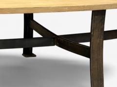 Industrial Mid Century Modern Oak Steel Monumental Dining Table USA 1970s - 4030303