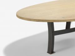 Industrial Mid Century Modern Oak Steel Monumental Dining Table USA 1970s - 4030304