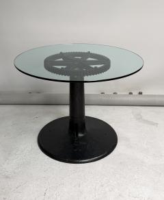 Industrial Pedestal Table with Glass Top - 4575464