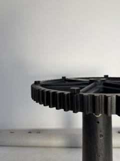 Industrial Pedestal Table with Glass Top - 4575469