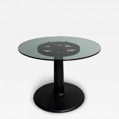 Industrial Pedestal Table with Glass Top - 4575565