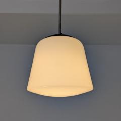 Industrial Style Pendant in Nickled Brass White Opal Glass Melva 1950s - 4789648